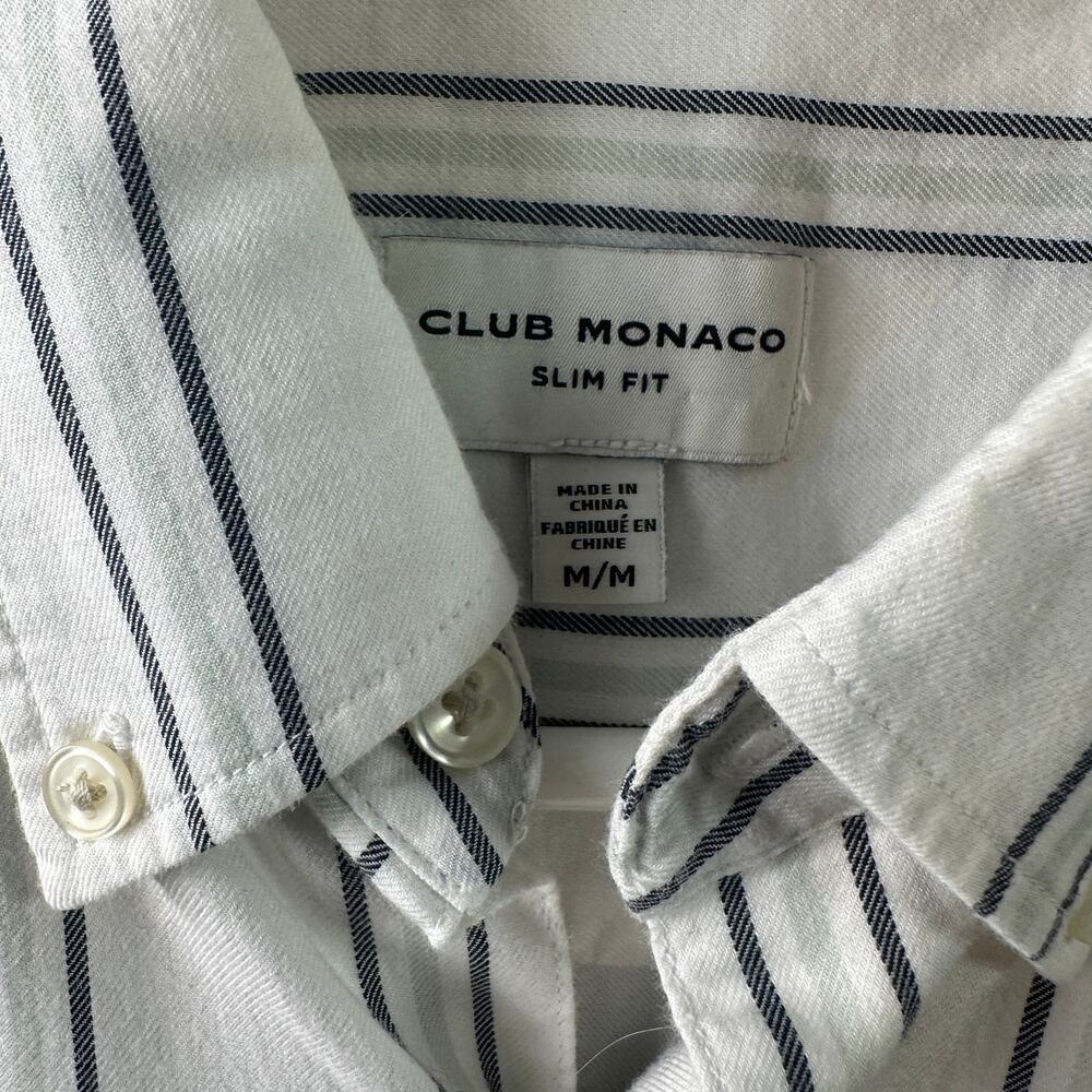Club Monaco Men's Slim Fit Striped Button Down Shirt - Size Medium - Picture 6 of 7